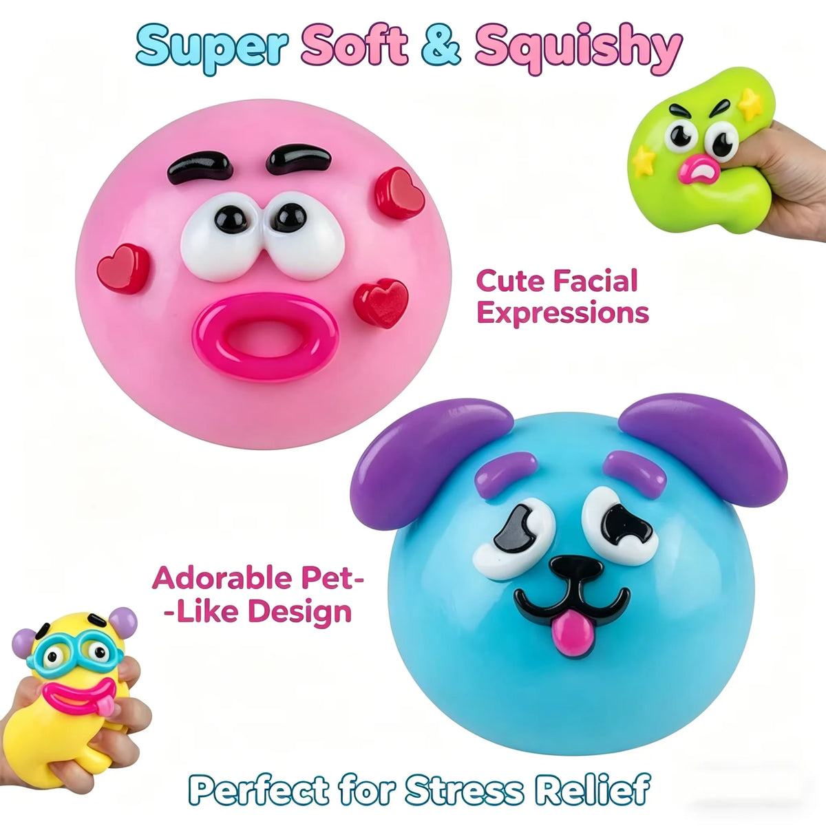 Dog Face Swap Squishy Toy Soft Moldable Cute Slow Rise Squeeze Toy Relaxing Sensory Fidget for Adults Home Office Play Gift ﻿