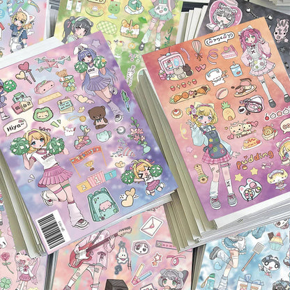 16Sheets Fantasy Dream Girl's Illustrated Guide Graffiti Stickers DIY Toys for Phone Bottle Travel Bag Decals Creative Gifts