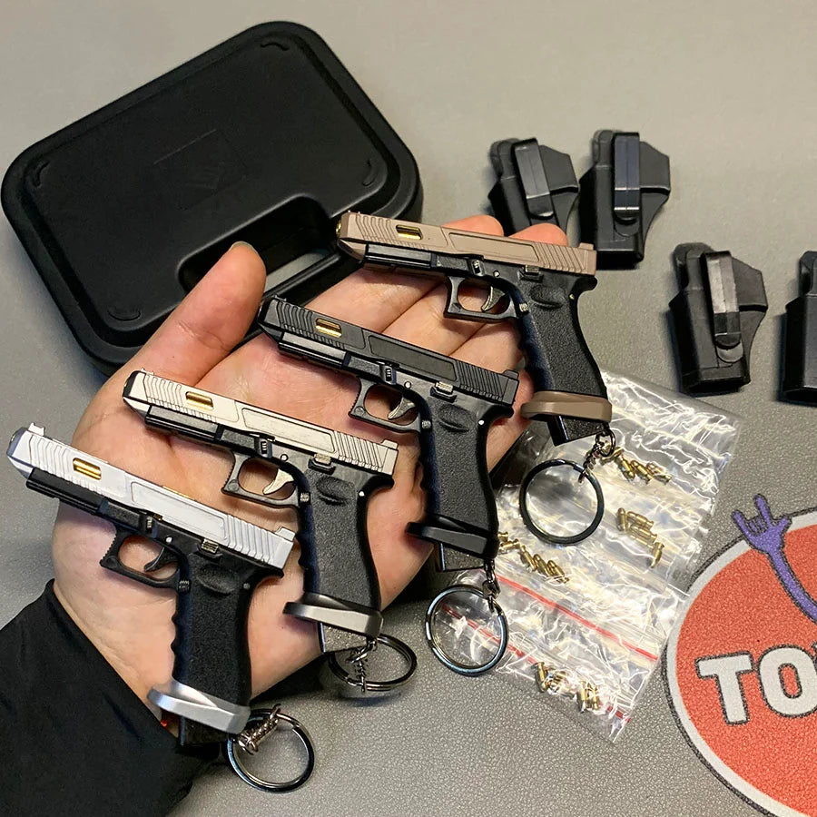 2025 New 1/3 Scale G34 Keychain Set Mini Realistic Tactical Gun Keychain With Case Black Holsters And Bullets Collectible Gift