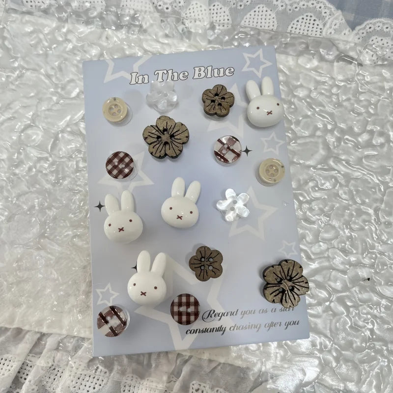16Pcs/Set Miffy Rabbit Shoe Flower Kawaii Cartoon Detachable DIY Hole Shoe Accessories Gifts