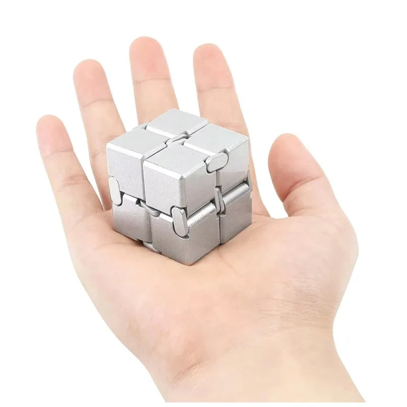 Cool Silver Fidget Cube Lightweight Ultra Durable Sensory Stress Relief Anti-Anxiety Toy Exquisite Decompression Gift for Adults