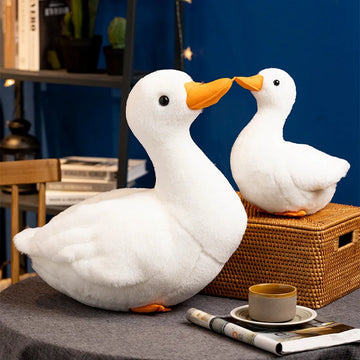 Kawaii Lifelike Duck Plush Toy Realistic Cute White Goose Stuffed Animal Toys Gifts For Kids Pets Simulated Duck Birthday Gifts