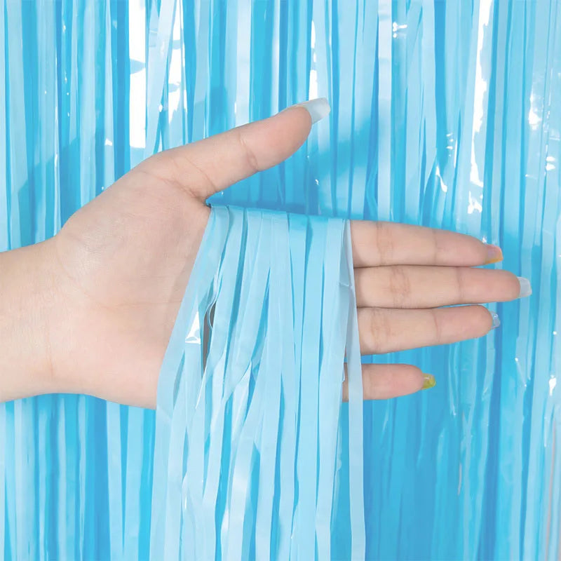 Metallic Tinsel Foil Fringe Curtains Photo Backdrop Glitter Streamers Foil Fringe Backdrop Curtain for Xmas Wedding Background