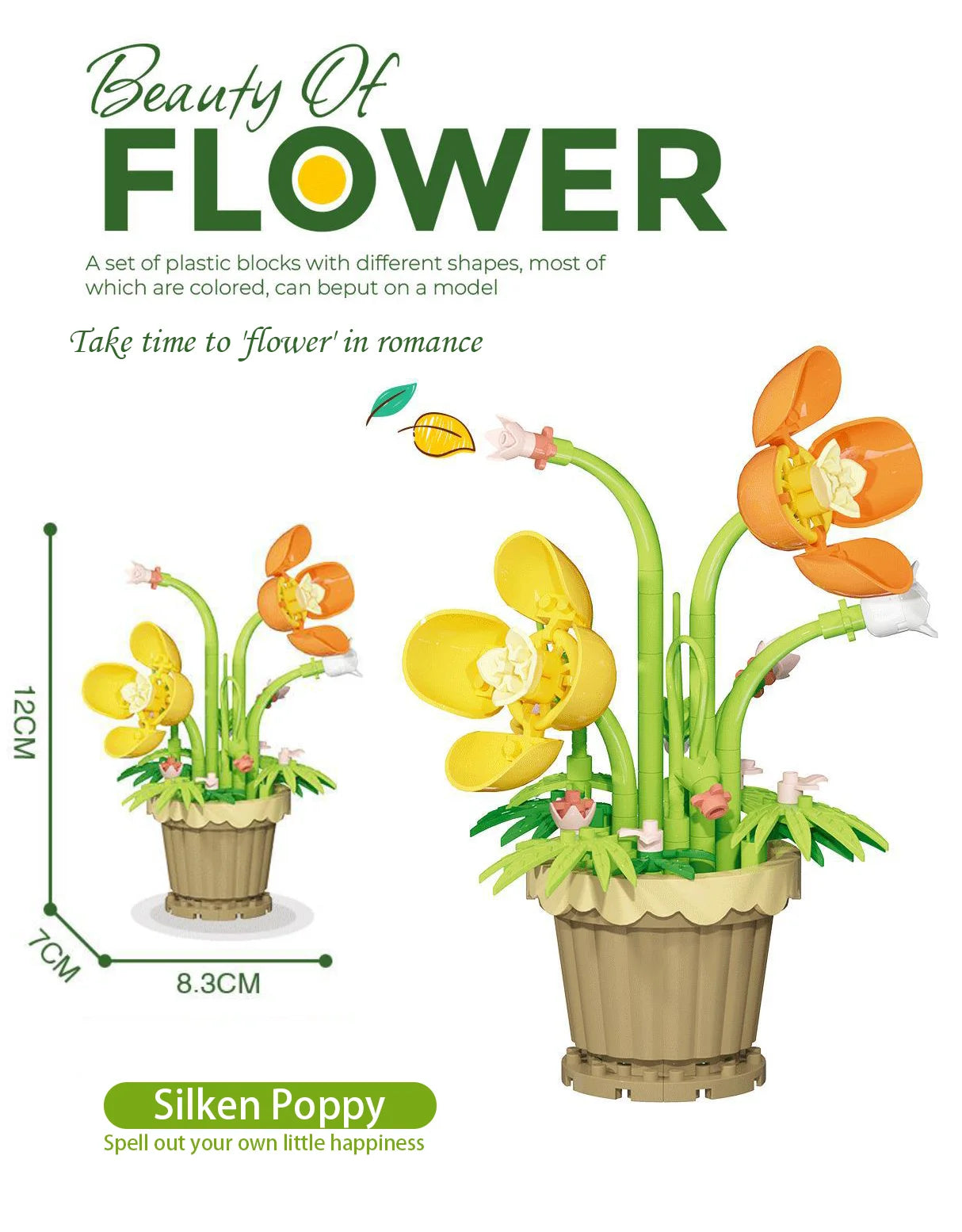 Small Particle Building Block Home Decor Series Flower Potted Plant Toys Set with Permanent Flowers Gift for Plant Arrangements