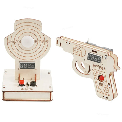 STEM DIY Wooden Target Shooting Game Kit Interactive Building Toys for Kids Educational Science Experiment Crafts Set