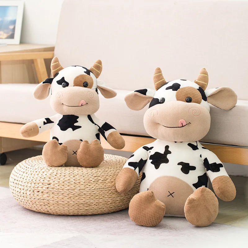 Kids Cartoon Milk Cow Kawaii Plush Doll Cute Simulation Cattle Animals Plush Toys Soft Stuffed Cow Pillow Children Toys Gifts