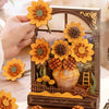 ROKR Wooden Flower Golden Sunflower Building Sets for Adult with Lights TH002, Van Gogh Wall Art Crafts, Painting Frame Room Decor, Valentine's Day/Anniversary/Birthday Gifts for Women, 266PCS