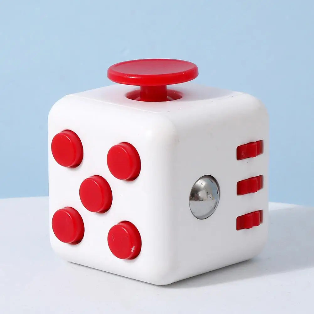 Square Infinity Dice Fidget Toy with Tactile Buttons Multifunctional 6-Side Decompression Cube Clicker Switch Gear Dial Joystick