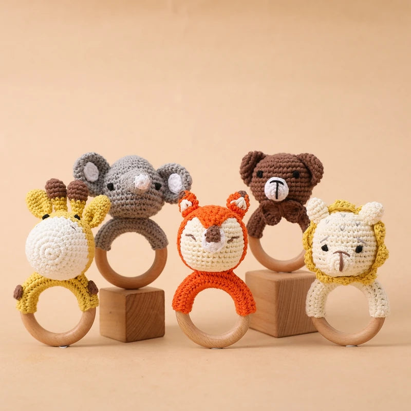 Baby Toys Crochet Animal Rattle Cartoon Music Rattle Toys for Baby Kawaii Teether Rattle Baby Toy 0 12 Months Montessori Toys