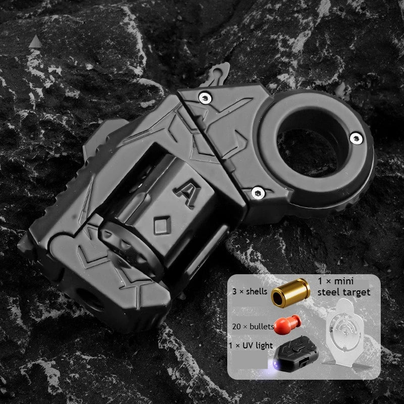 Metal Alloy Shell-Ejecting Toy Pistol Set Fun Shooting Sensory Toy Stress Relief EDC Office Desk Gadget Gift for Boys Adults