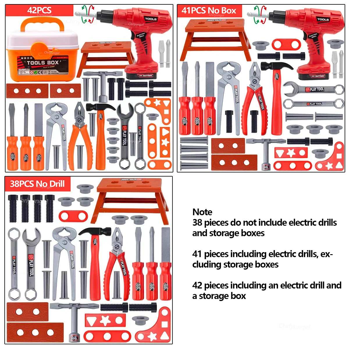 38/41 PCS Pretend Tools Kit Kids Play Repair Tool Set Plastic Construction Toys with Screwdrivers for Toddler Boys Girls Child