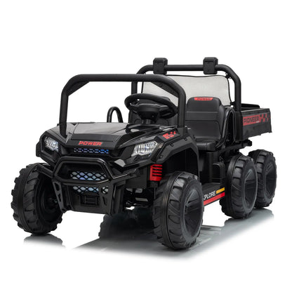 24V 4WD All-Terrain Kids Ride On Dump Truck Parental Remote Control 3 Speeds 2-Seater Off-Road Toy Car For Boys Girls