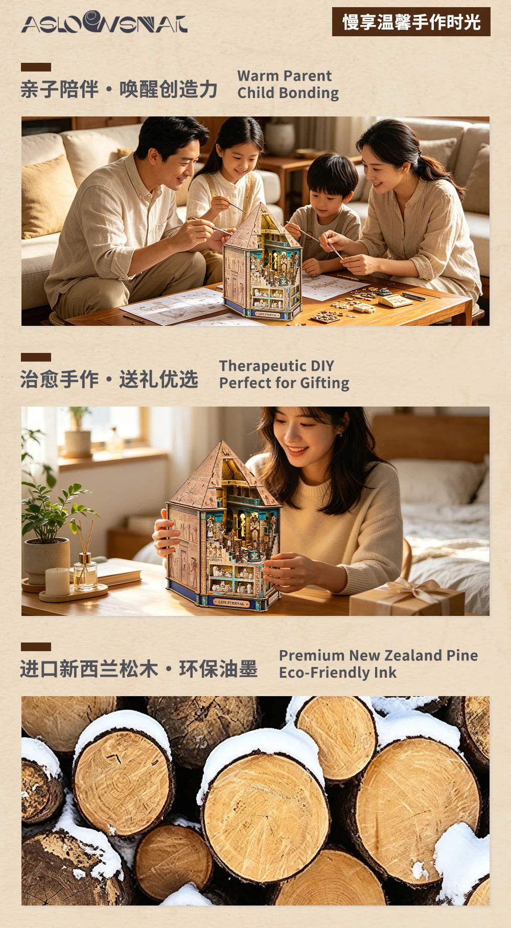 Book Nook Kit  3D Wooden Puzzle Egyptian Pharaoh MummyDIY Miniature Dollhouse Pyramid Model Building Home Decoration Gifts