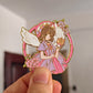 Cute Pink Magical Girl Enamel Brooch, Anime Peripheral Clothing Decoration Badge, Halloween Horror Costume Brooch
