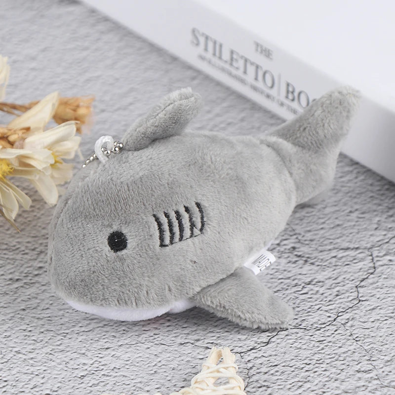 12CM  Keychain Gift Shark Plush Stuffed TOY DOLL  Kids Small Mini Cute Marine Animals Plush Toys