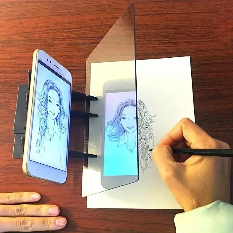 1pc Optical Tracing Drawing Board Portable Image Copy Sketch Tool PMMA Lens Phone Stand for Beginner Artist Painting