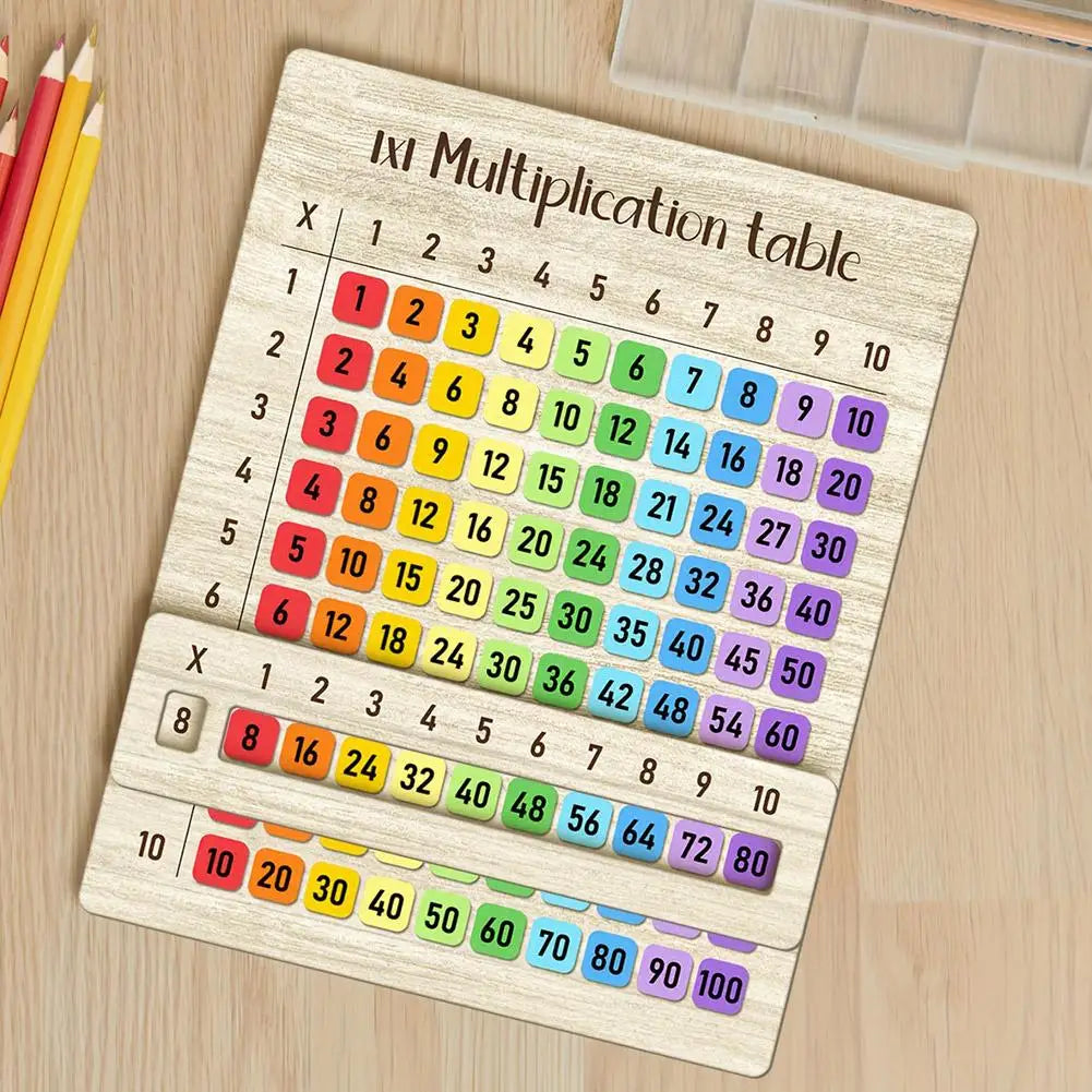 Montessori Educational Wooden Math Toys Multiplication Table Wooden Board Set Wood Learning Boards for Math Class Back-To-School