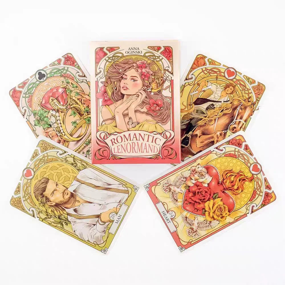 Art Nouveau Floral Romantic Oracle Cards 37Pcs English Divination Deck For Party Table Game