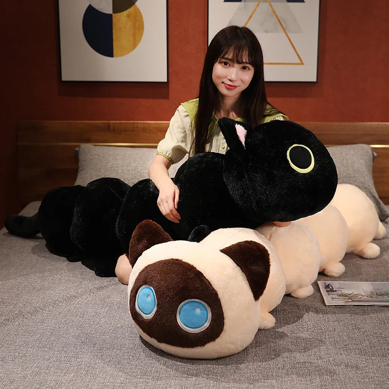 Giant Cute Soft Cat Plush Sleep Long Pillow Cushion Kawaii Black Cat Soft Plush Toys Gift