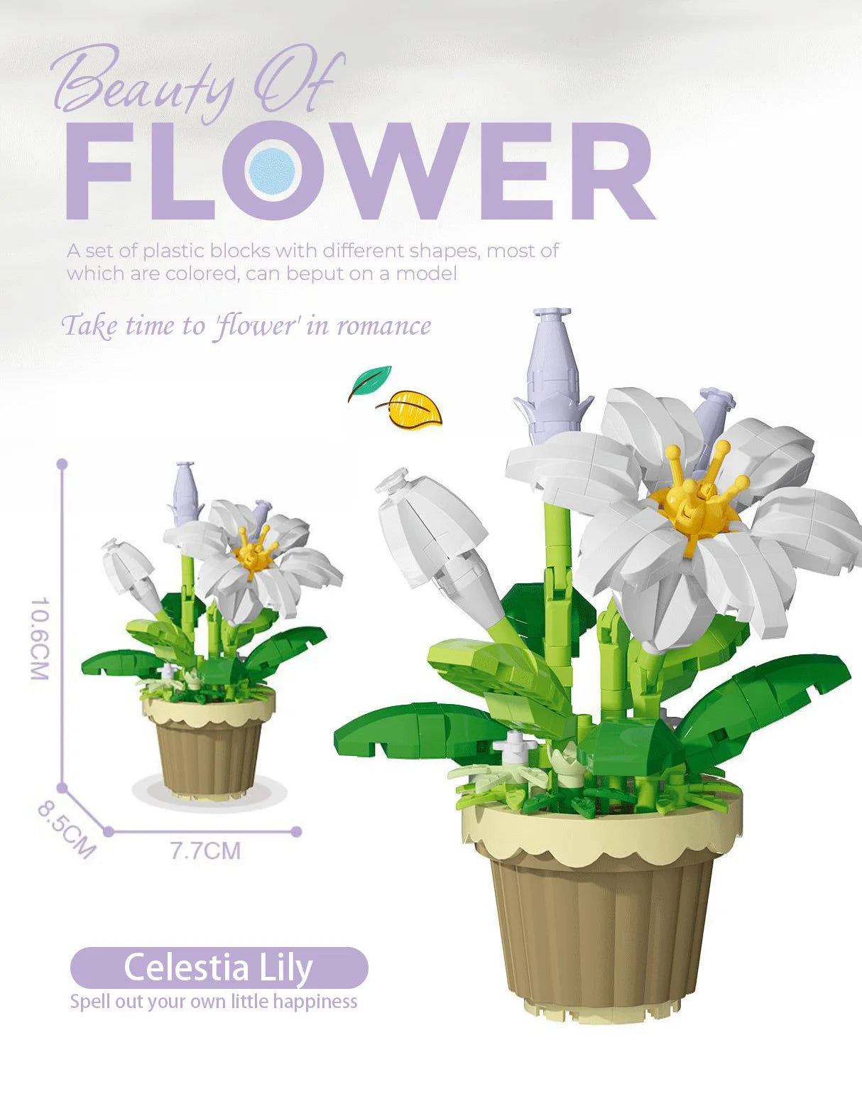 Small Particle Building Block Home Decor Series Flower Potted Plant Toys Set with Permanent Flowers Gift for Plant Arrangements