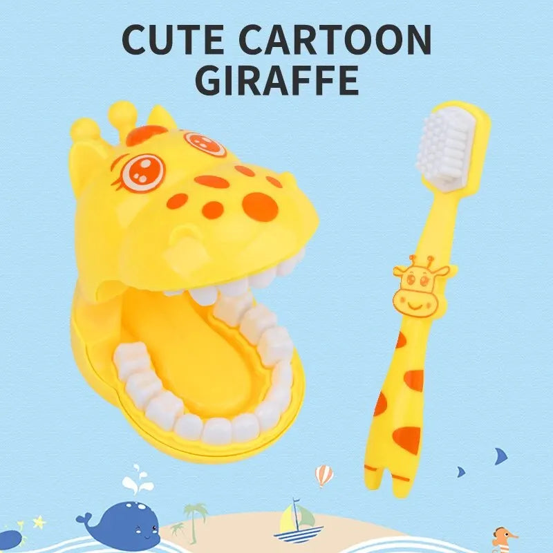 Teeth Brushing AIDS For Children Oral Brushing Early Education Toy Baby Play Every Family Tooth Model Cartoon Giraffe Toothbrush