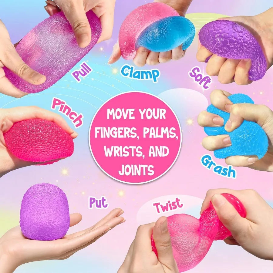 Stress Balls Fidget Toys, Slow Rising Squishies Gumdrop Stress Toys, Stress Relief and Anxiety, Textured Squeeze Toys Gift for Kids Adults Party Classroom Prize Easter Basket Stuffers, Christmas Gift