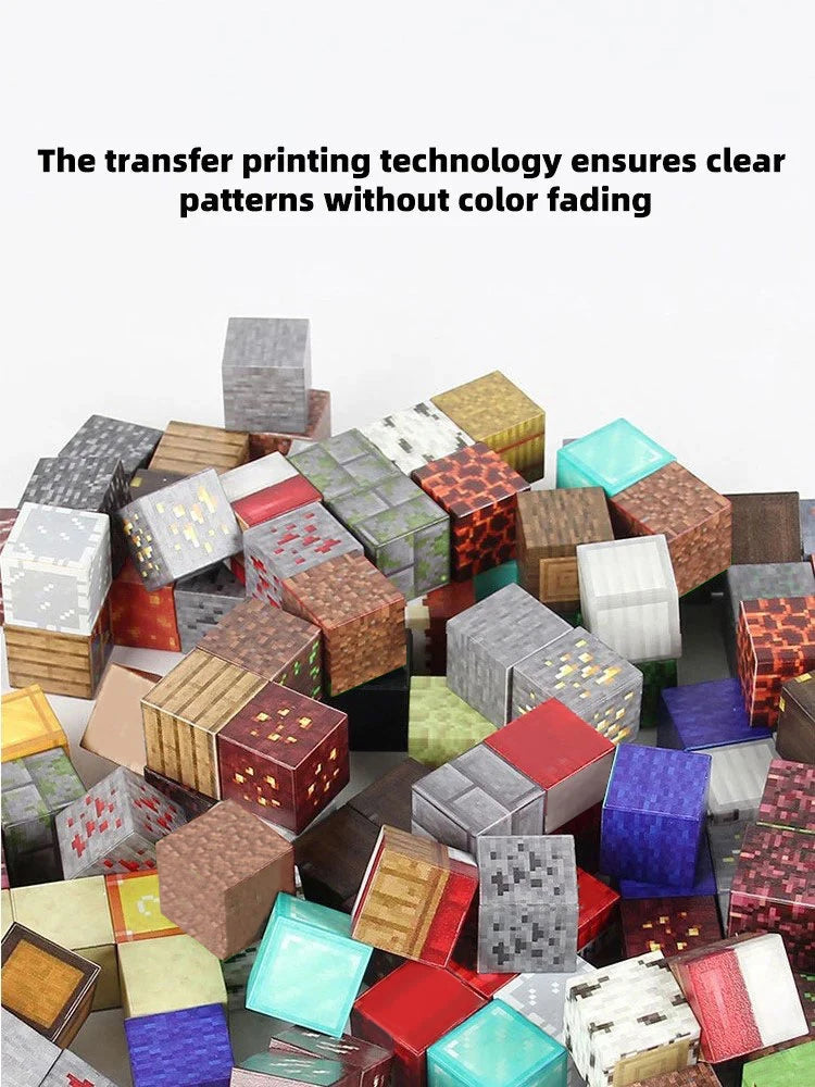 Magnetic Building Blocks Montessori STEM Educational Sensory Toys for Mine World Kids Boys Girls Ages 3+ DIY Magnet Cube Gift