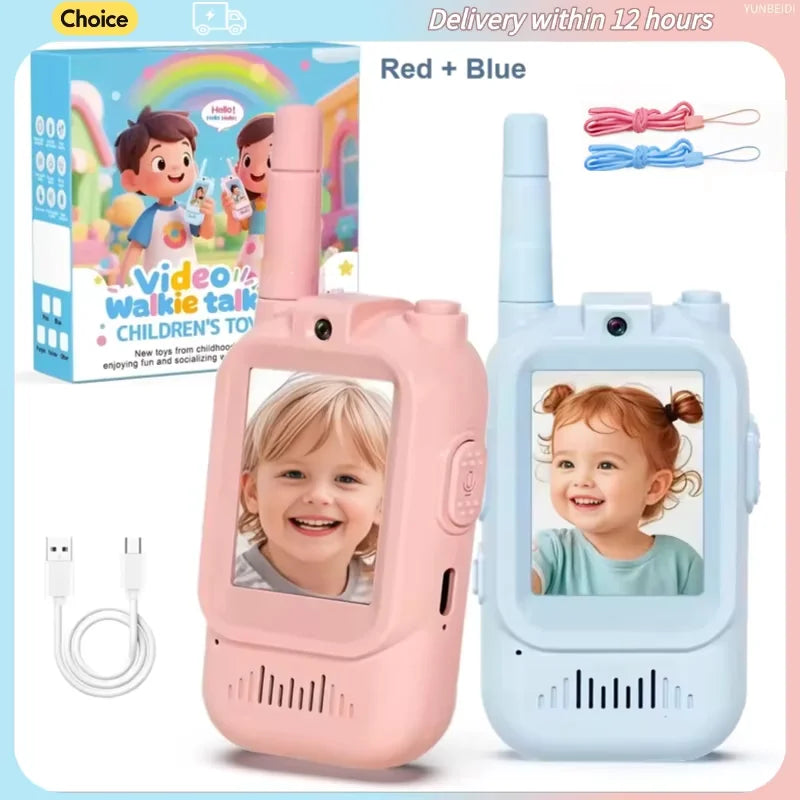 2PC Children's Video Walkie-talkie HD Walkie-talkie USB Charging Indoor Outdoor Entertainment Kids Toys Birthday Gifts Ages 3-12