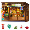 Rolife DIY Book Nook Kit 3D Puzzle Nostalgic Corner Shop Bookends with Sliding Door & LED Light for Bookshelf Decor Wooden DIY Dollhouse Toys for Holiday Gift