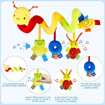 Cute Activity Musical Spiral Crib Stroller Car Seat Travel Hanging Toys Baby Boys Girls Rattles Toy