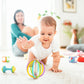 Baby Rattle Toy Wooden Rain Drum With Silicone Baby Sensory Touch Toy Newborn Dental Care Gum Anti-eating Hand Molar Stick Gif