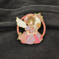Cute Pink Magical Girl Enamel Brooch, Anime Peripheral Clothing Decoration Badge, Halloween Horror Costume Brooch