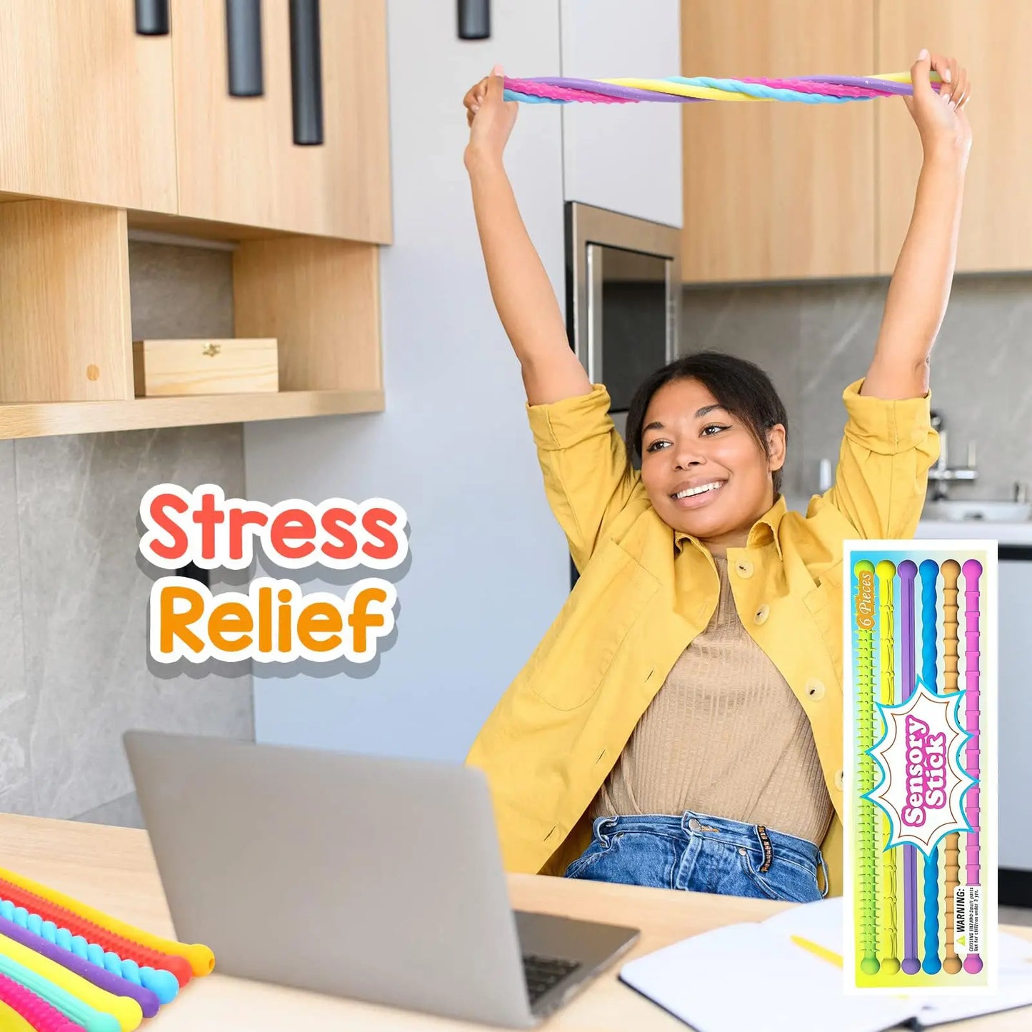 Children's Elastic Sensory Sticks, a 6-Piece Sensory Toy Suitable for Autism and ADHD