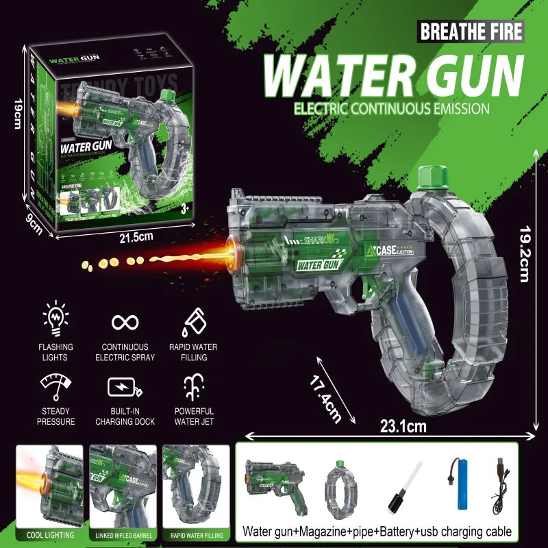 Children Led Energy Gathering Ring Electric Water Gun Toy Shooting Games Automatic Water Squirt Gun Summer Outdoor Toys for Kids