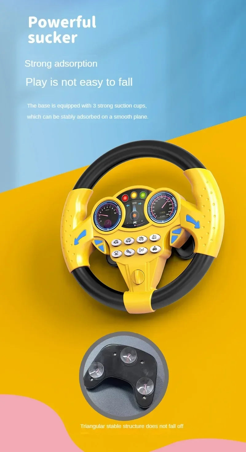 Kids Steering Wheel Toy - Backseat Pretend Play with Lights & Music - Fun Preschool Driving Simulator Gift for Toddlers