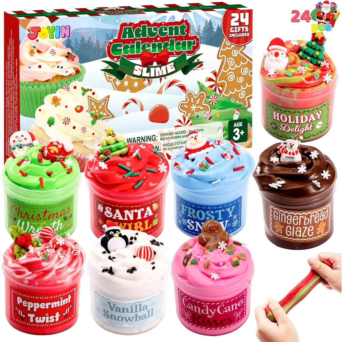 2026 Slime Christmas Advent Calendar 24 Days Christmas Countdown Calendar Kit with Xmas Dessert Theme Accessories, Xmas Party Favors Supplies, Kids Fun Gifts for Boys Girls