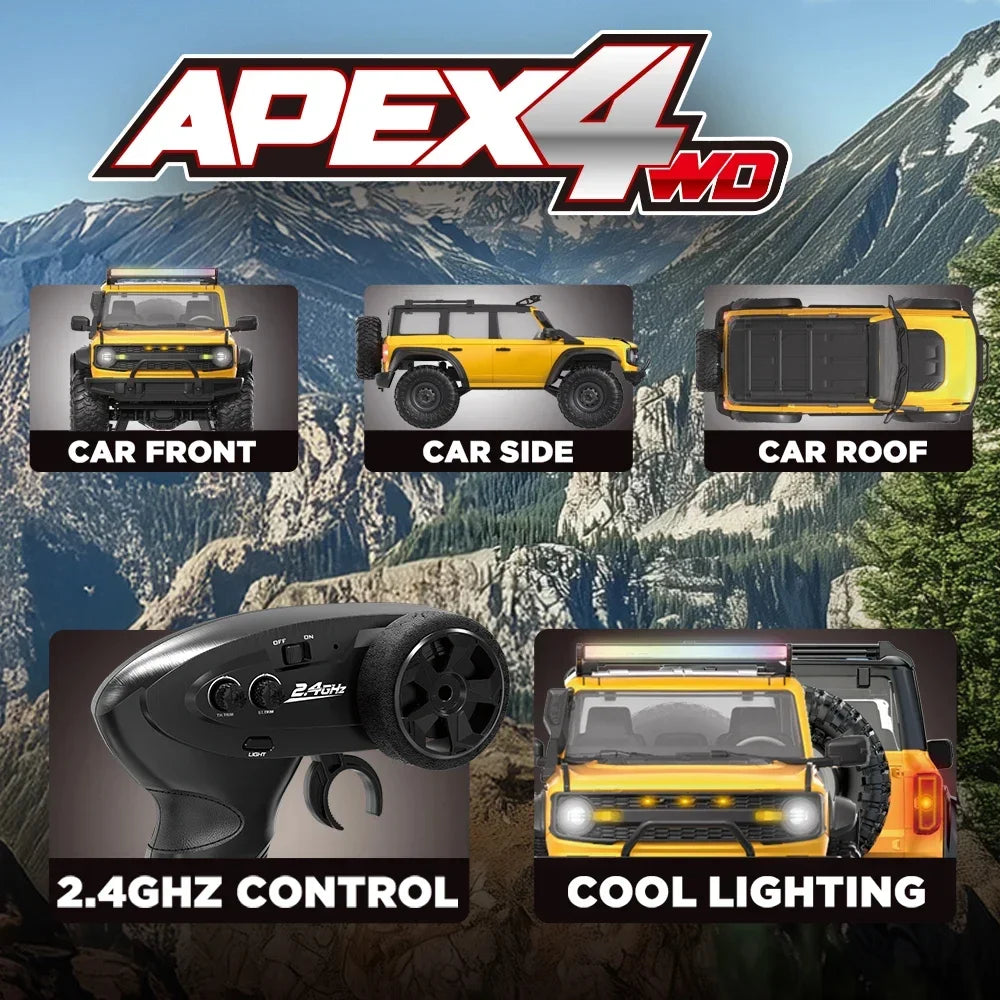 1/16 RC Car HB R1601 Remote Control Climbing Car 4WD High-Speed Electric Off-Road Toy Car With Colorful Lights Suitable For Boys' Outdoor Play
