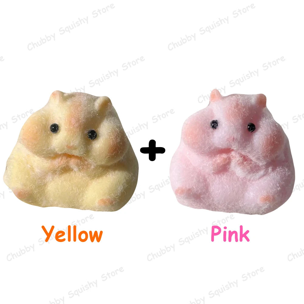 Hamster Taba Squishy Silicone Fuzzy Cute Hamster Animal Squishy Toy Mochi Toy Tabby Anti Stress Release Hand Relax Gift