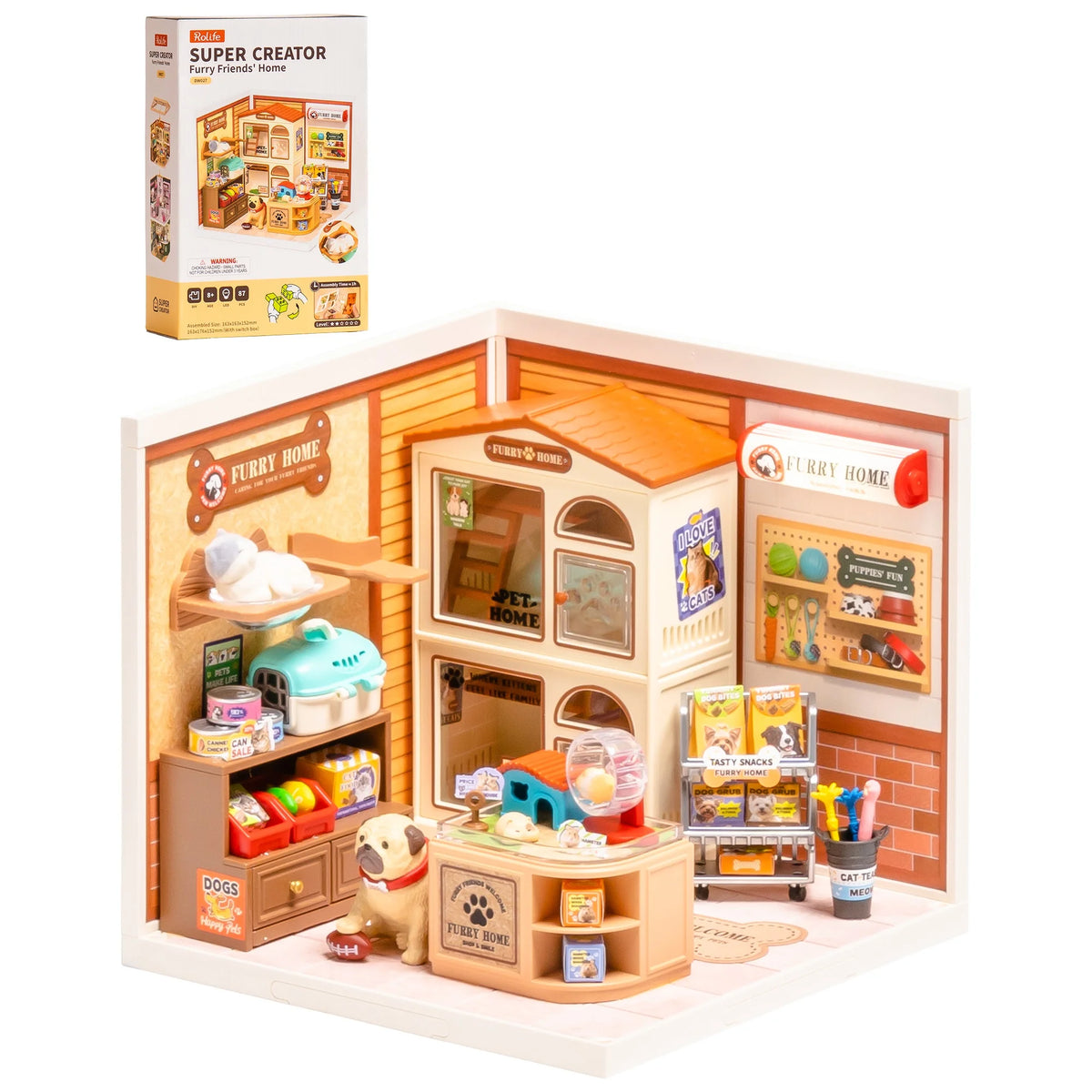 Rolife Super Creator Serious DIY Miniature House Kit Mini Dollhouse Model Building Kit with LED Light Home Decor(DW026/27/28)