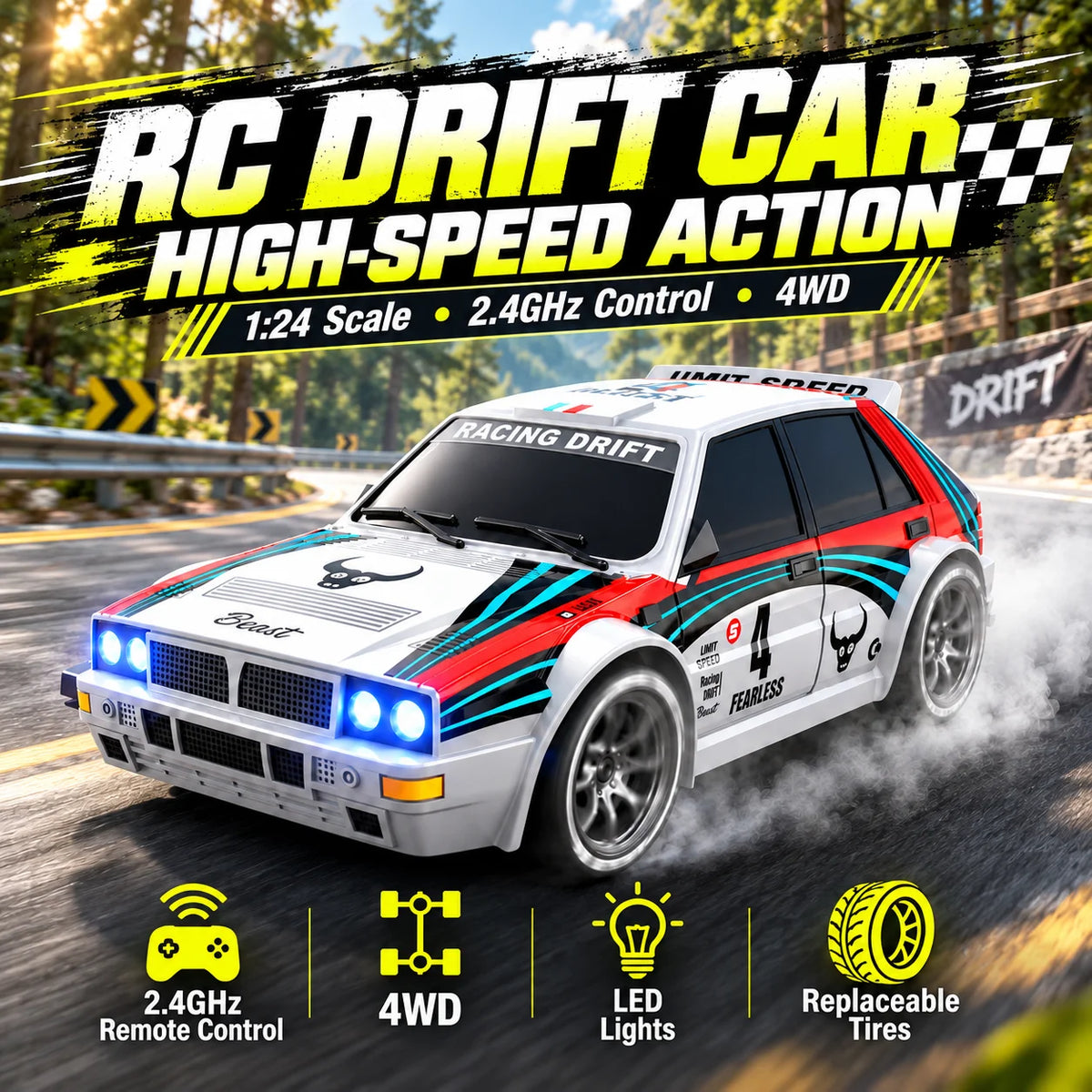 ZNLYRION 1:16 Alloy RC Off Road Car 2.4G Wireless Remote Control High Speed Buggy With LED Light Shock Absorber Kids Toy Racing Vehicle