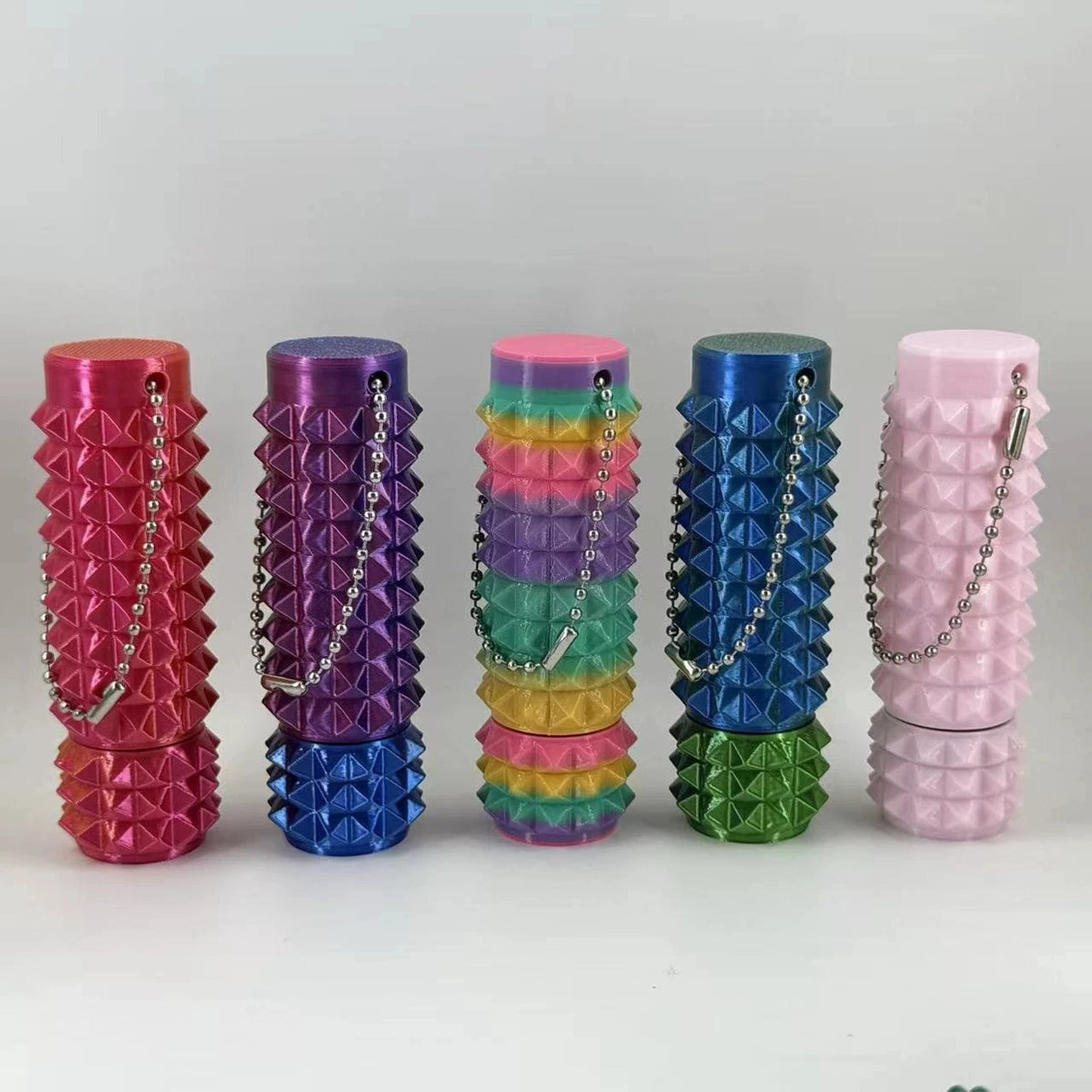 3D Printed Pain Stim Fidget Toy Portable With Keychan Colorful 3d Pain Stimulation Decompression Office Novelty Toy Spike Roller