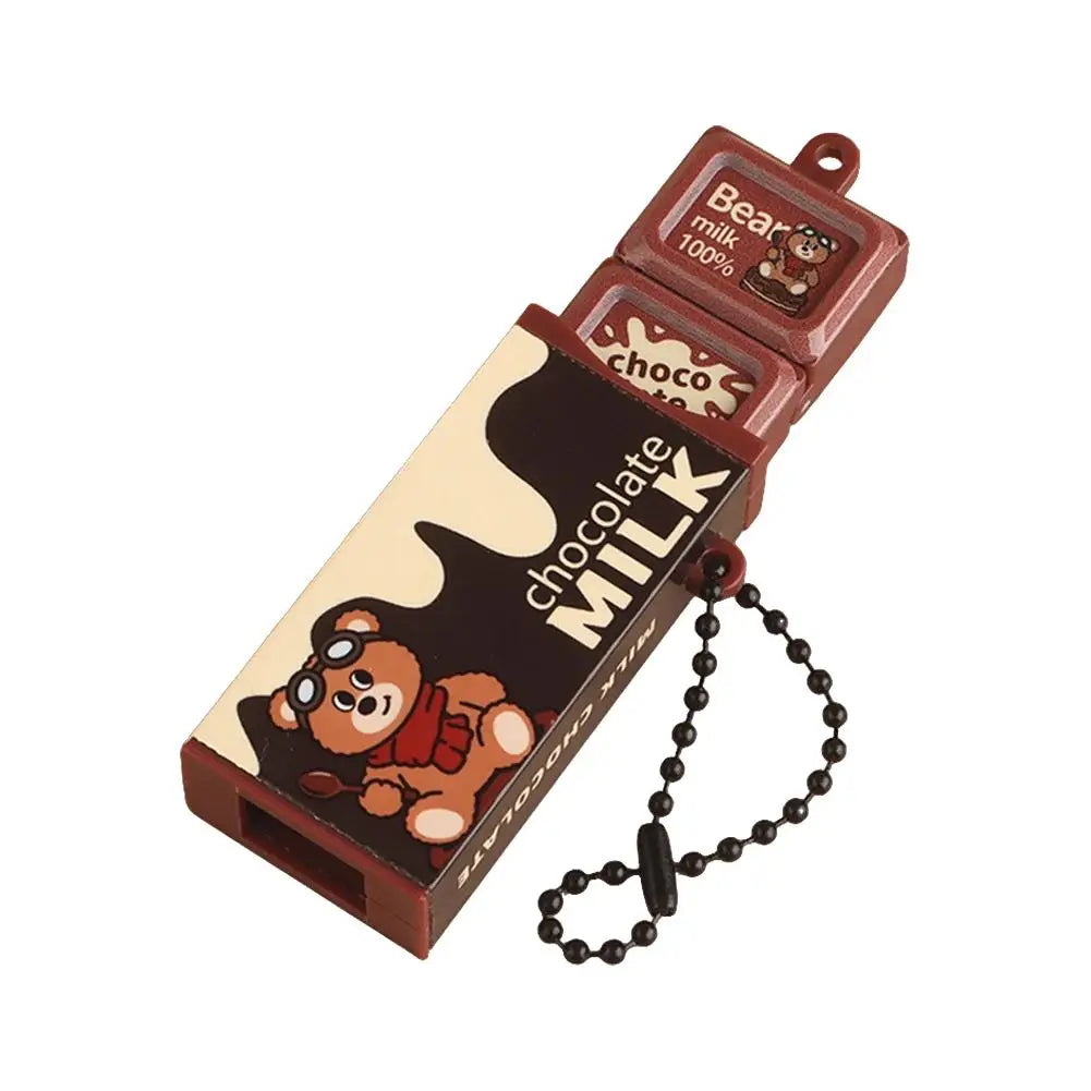 Mini Simulated Milk Chocolate Fidget Toy Bendable Snap Stress Relief Keychain Pendant Creative Gifts