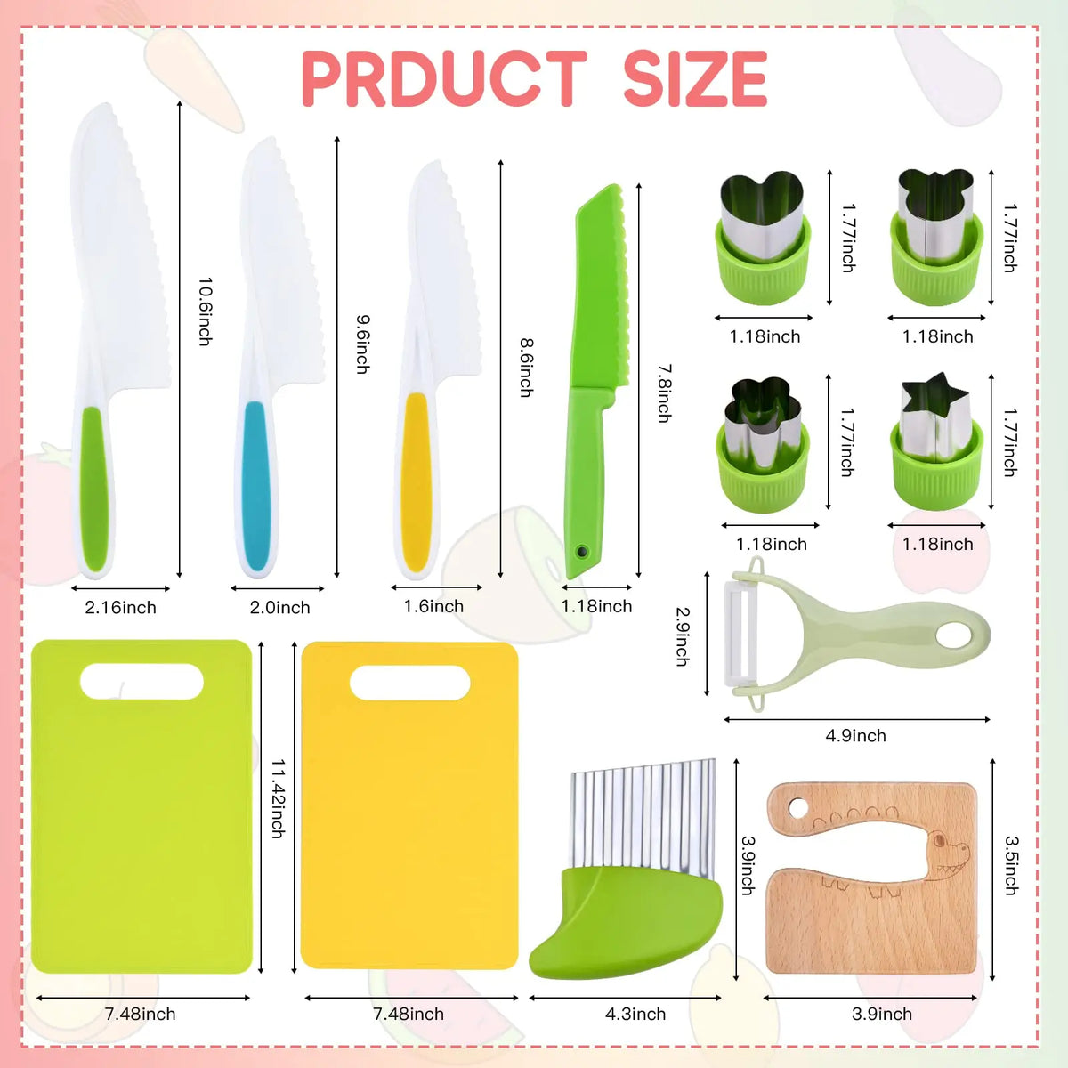 13Pcs Montessori Kitchen Tools Set Cookware Baking Toy Kids Safe Knifes With Cutting Board for Toddlers Real Cooking Accessories