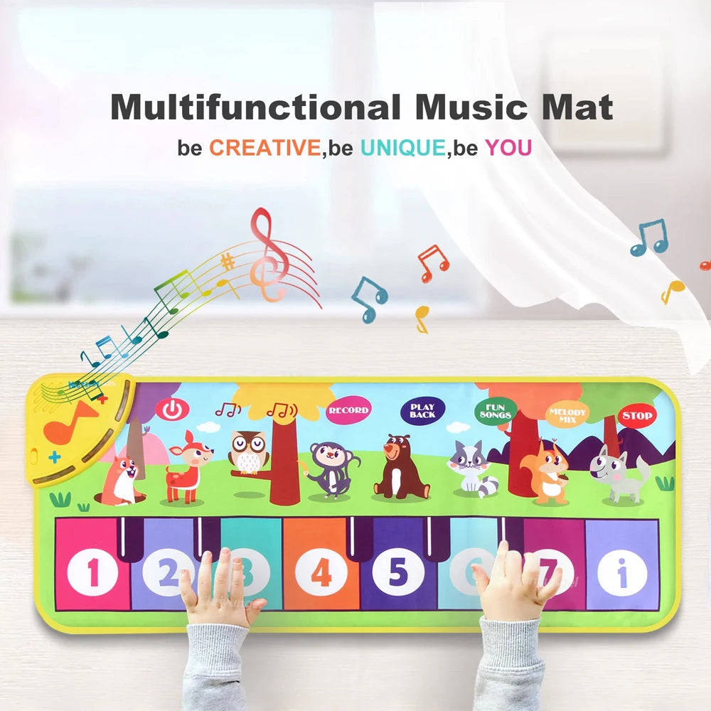 Piano Dance Mat for Kids 80*30cm Music Play Mat with Demo Songs Toddlers Floor Keyboard Musical Carpet Girl Boy Birthday Gifts