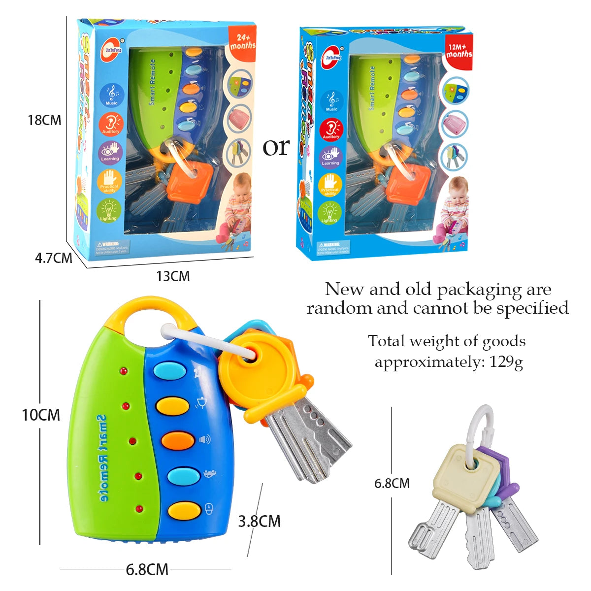 Music Cartoon Car Key Toys, Baby Kids Car Voices Pretend Play Educational Toy Grip Training Gifts for Boys and Girls