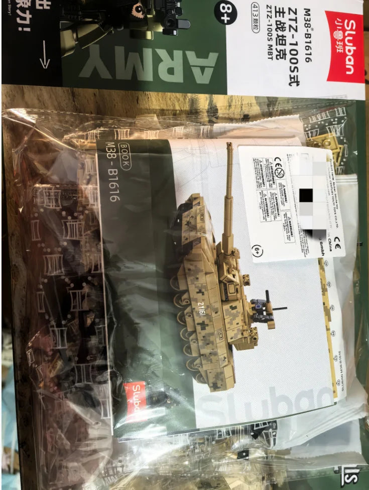 Sluban New 413PCS Military ZTZ-100S MBT Main Battle Tank Model Building Blocks Set Educational Toy for Children