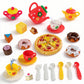 27 pieces of little girl tea party set, simulation kettle set, princess tea time toy kitchen with teapot and cup, donut pizza,