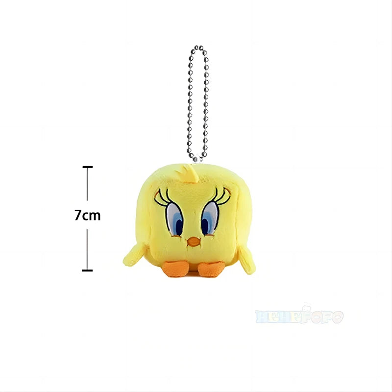 Looney Tunes Bugs Bunny 7cm Plush Keychains Pendant Tweety Bird Lola Bunny KeyRing Anime Movie Doll Key Chain Toys Gift