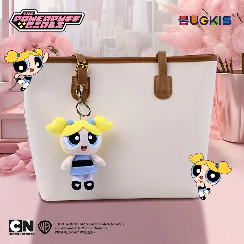 Kawaii Anime The Powerpuff Girls Blossom Bubbles Buttercup 12cm Pp Cotton Filled Plush Keychain Cartoon Pendant Doll