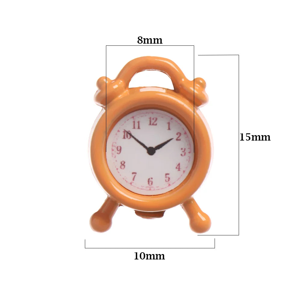 1Pc 1:12 Scale Alarm Clock Doll Kitchen Living Room Miniature Dollhouse Mini Home Decoration Toy Metal Candy Color Doll Clocks